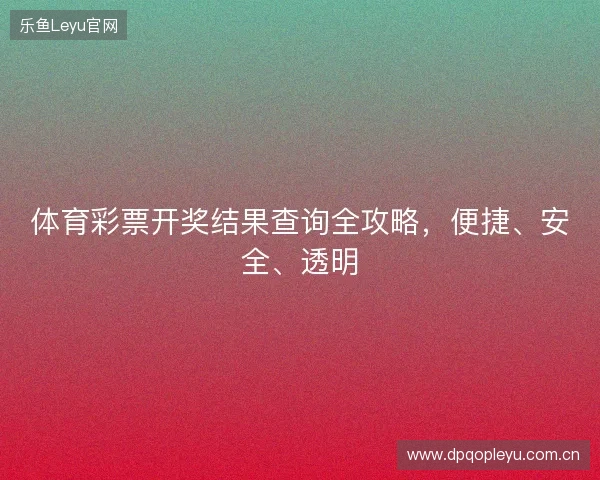 体育彩票开奖结果查询全攻略，便捷、安全、透明