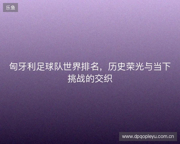 匈牙利足球队世界排名，历史荣光与当下挑战的交织